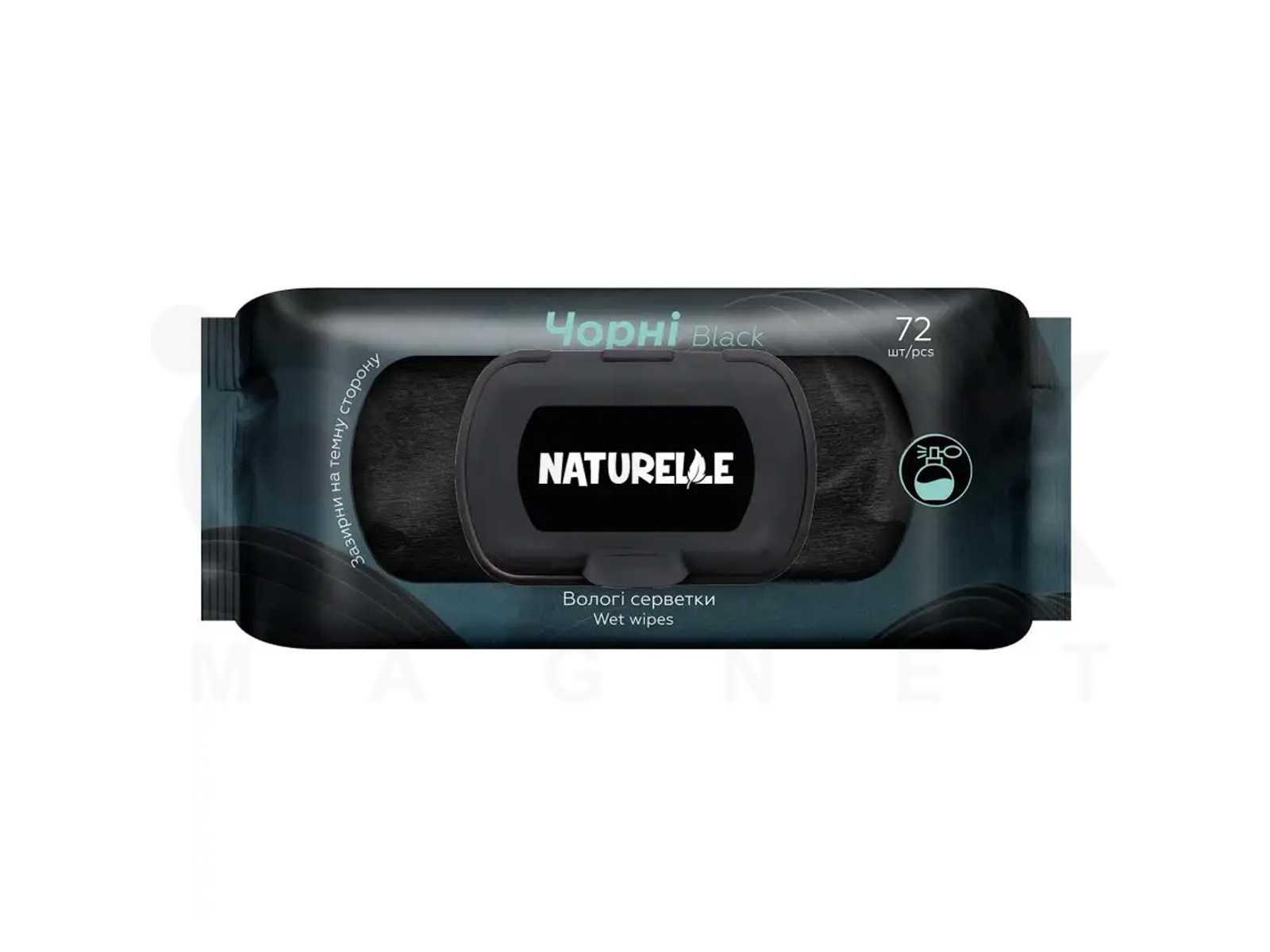 Черные влажные салфетки Naturelle Black 72 шт