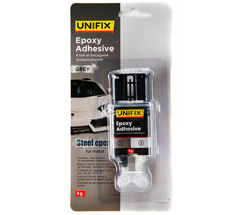Клей для металу та магнітів епоксидний двокомпонентний у шприці Unifix, 6г