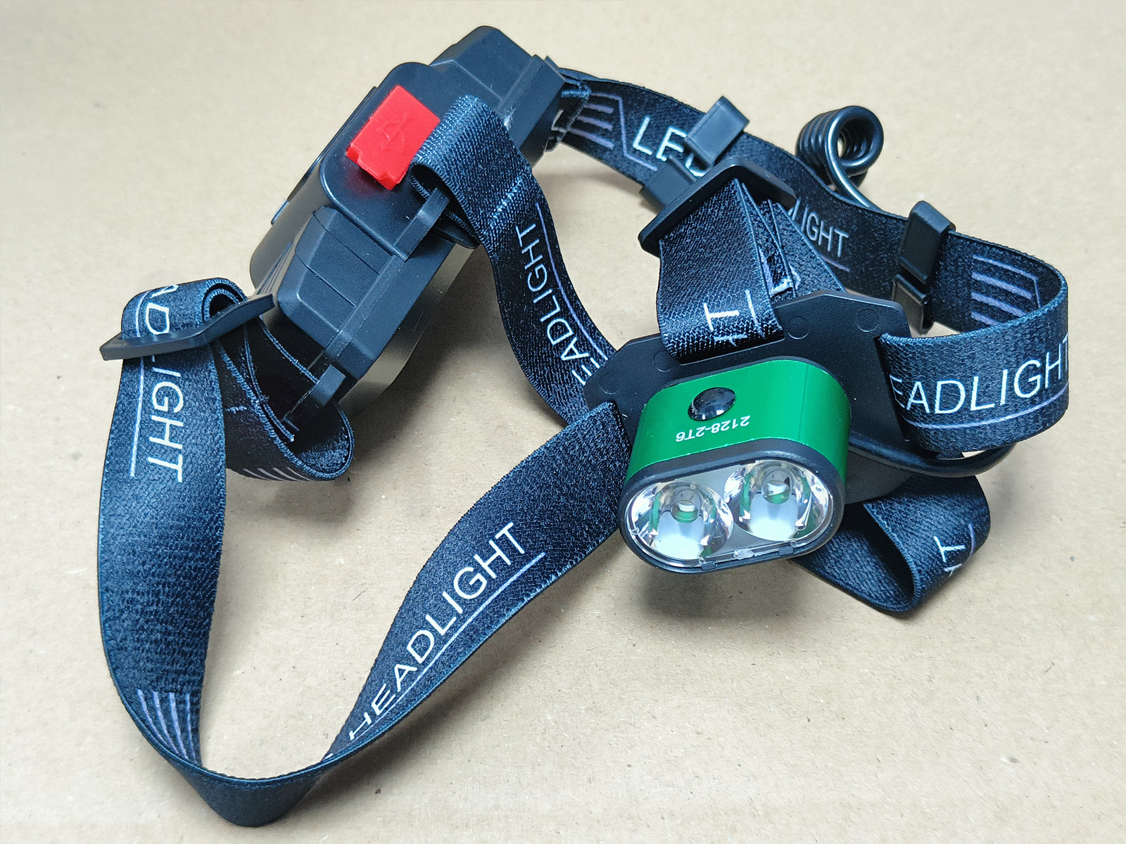 Яркий налобный фонарик Led Power K-28 T6x2  со светодиодом CREE T6 Зеленый