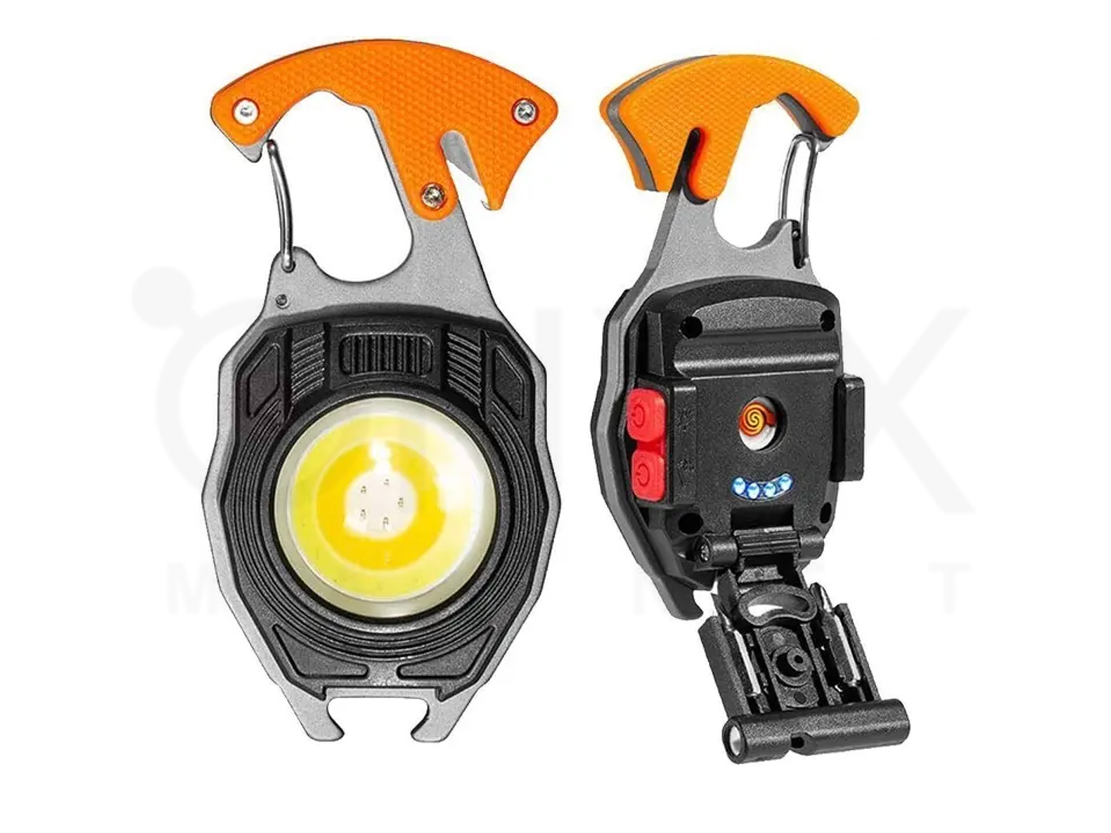 Многофункциональный мини-фонарь W5147 LED-брелок с зажигалкой, стропорезом, отвёрткой и свистком